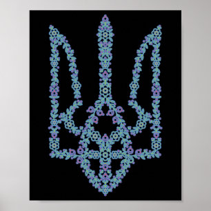 Ukraine Tryzub Ukrainische Blume Modische Triden Poster
