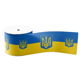 Ukraine, Tryzub, ukrainische Flagge / Wappen Gro Ripsband