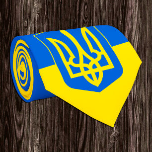 Ukraine, Tryzub, ukrainische Flagge / Wappen-Nec Krawatte