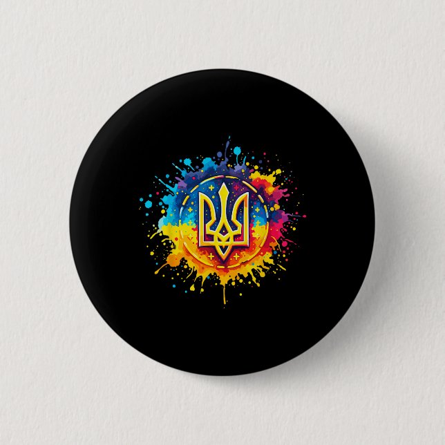Ukraine Tryzub Ukrainischer Dreizack  Button (Vorderseite)