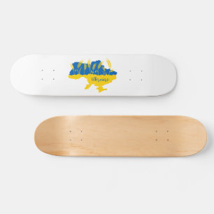 Ukraine typography and wheat ear on Ukrainian flag Skateboard