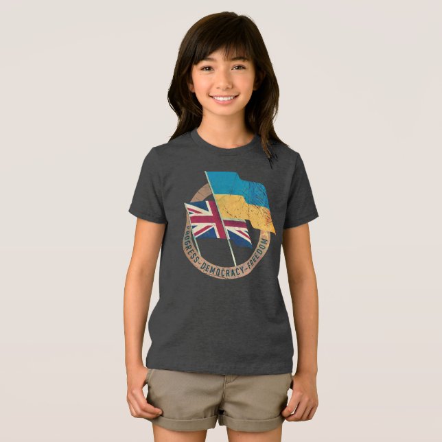 Ukraine-UK Freundschaftsemblem Tri-Blend Shirt (Vorderseite Voll)