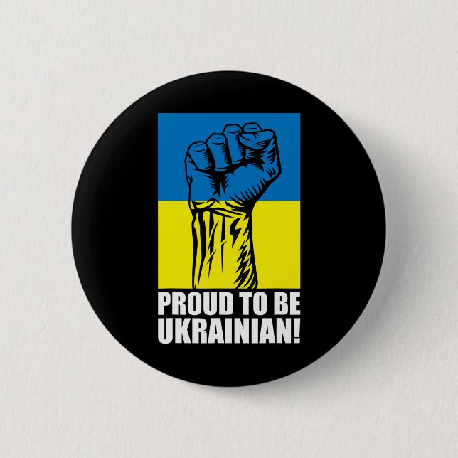 Ukraine Ukrainer Ukrainisch Kiew Trysub Flagge 14  Button (Vorderseite)
