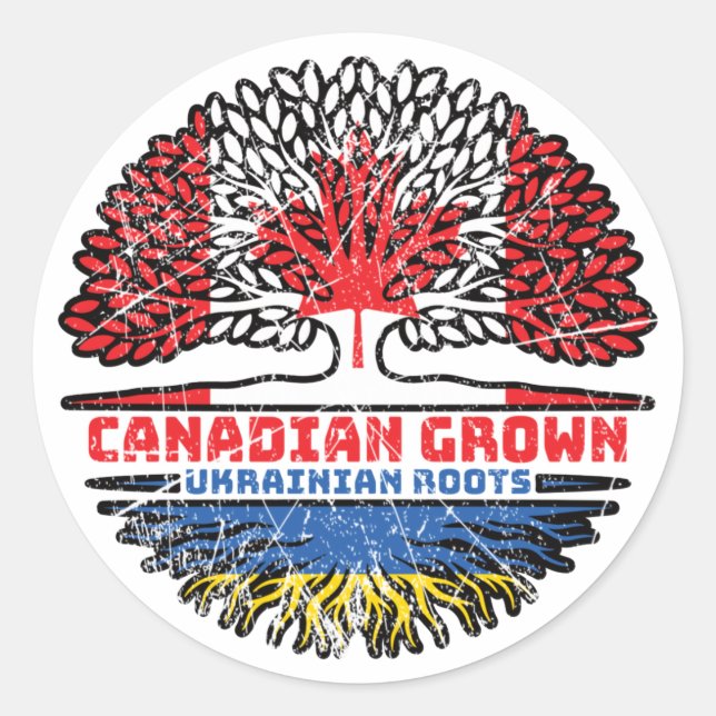 Ukraine Ukrainian Canadian Canada Tree Roots Flag Runder Aufkleber (Vorderseite)