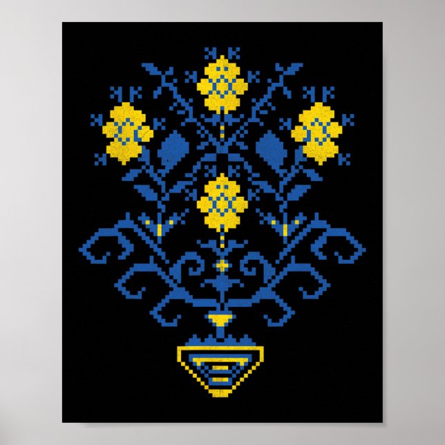 Ukraine Ukrainian Kiew Trysub Flag 11  Poster (Vorne)