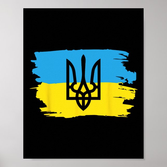 Ukraine Ukrainian Kiew Trysub Flag 17  Poster (Vorne)