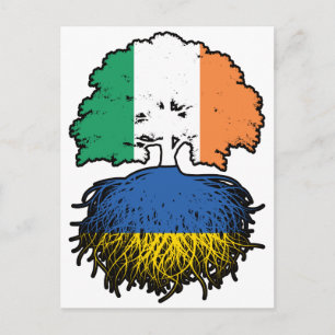 Ukraine Ukrainisch Irisch Irland Baum Wurzeln Flag Postkarte