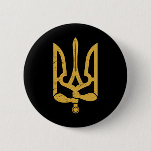 Ukraine Ukrainisch Kiew Trysub Flagge 10  Button
