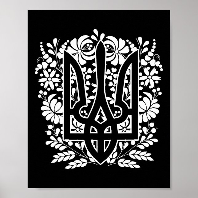 Ukraine Ukrainisch Kiew Trysub Flagge 13  Poster (Vorne)