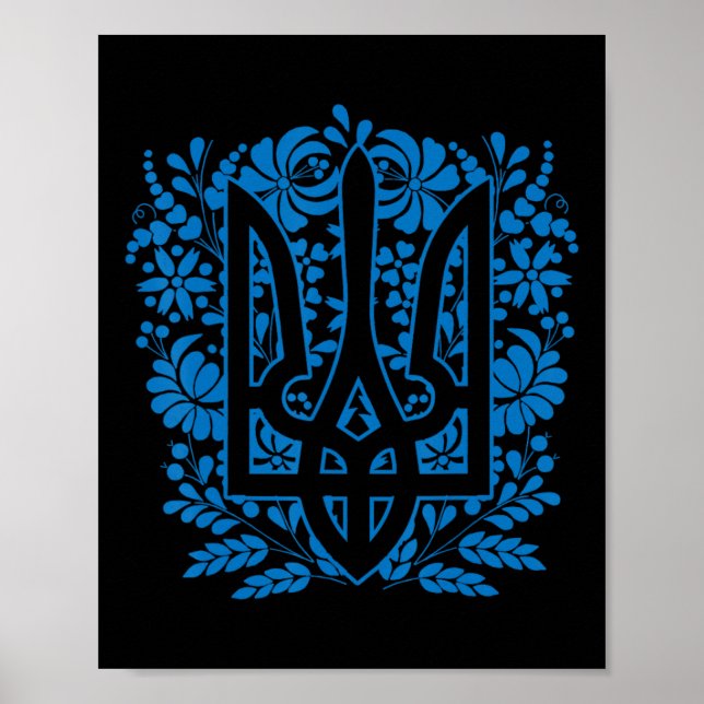 Ukraine Ukrainisch Kiew Trysub Flagge 14  Poster (Vorne)