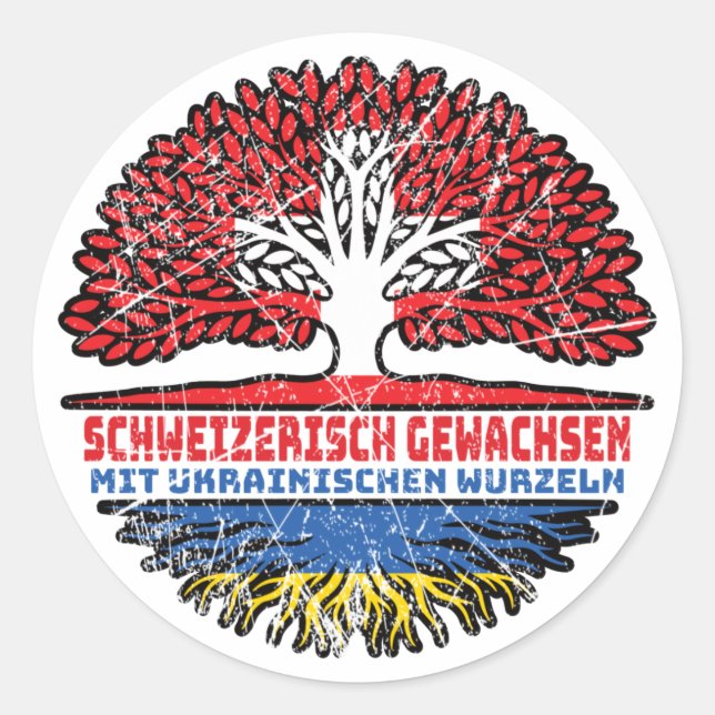 Ukraine Ukrainisch Schweizer Schweiz Baum Wurzel Runder Aufkleber (Vorderseite)