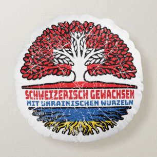 Ukraine Ukrainisch Schweizer Schweiz Baum Wurzel Rundes Kissen