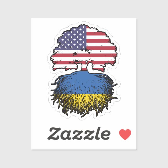 Ukraine Ukrainisch USA Vereinigte Staaten Aufkleber (Blatt)