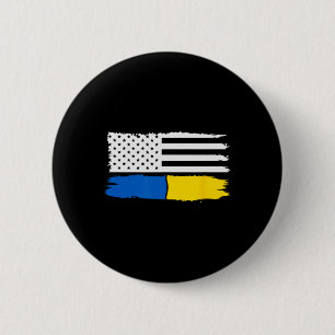 Ukraine Ukrainische Amerikanische Flagge Button