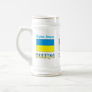 Ukraine Ukrainische Flagge Blau Personalisierung  Bierglas