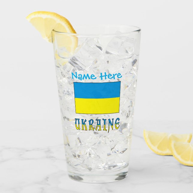 Ukraine Ukrainische Flagge Blue Personalisierung Glas (Vorderseite Ice)