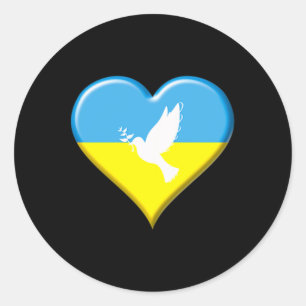 Ukraine Ukrainische Flagge Herz Frieden Taube Unte Runder Aufkleber