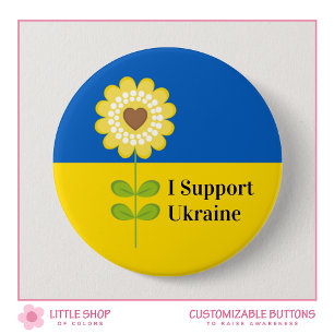 Ukraine Ukrainische Flagge Sonnenblumen Typografie Button