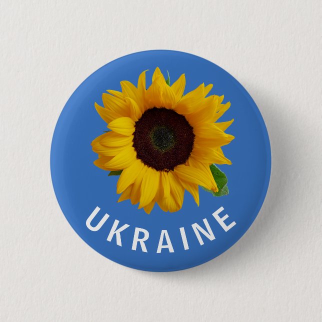 Ukraine Ukrainisches Sonnenblumen Gelb Blau Button (Vorderseite)