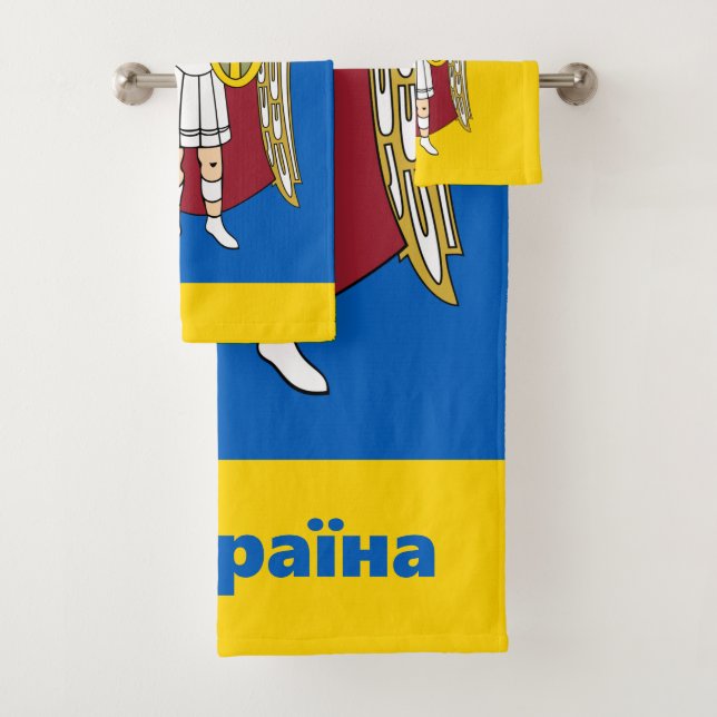 Ukraine und Kiew-Stadtmatte, ukrainische Flagge  Badhandtuch Set (Insitu)