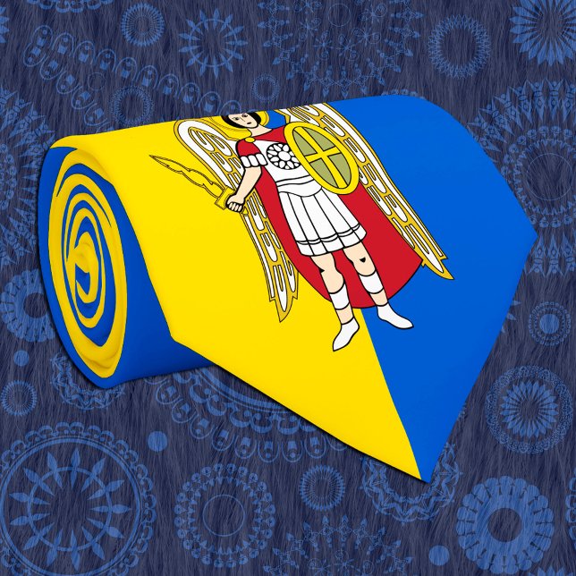 Ukraine und Kiew-Stadtmatte, ukrainische Flagge Krawatte (Von Creator hochgeladen)