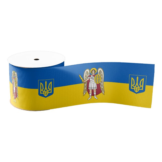 Ukraine und Kiew-Stadtmatte, ukrainische Flagge Ripsband (Spule)