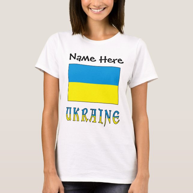 Ukraine und ukrainische Flagge Personalisiert T-Shirt (Vorderseite)