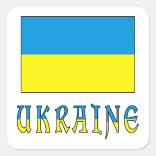 Ukraine und ukrainische Flagge Quadratischer Aufkleber