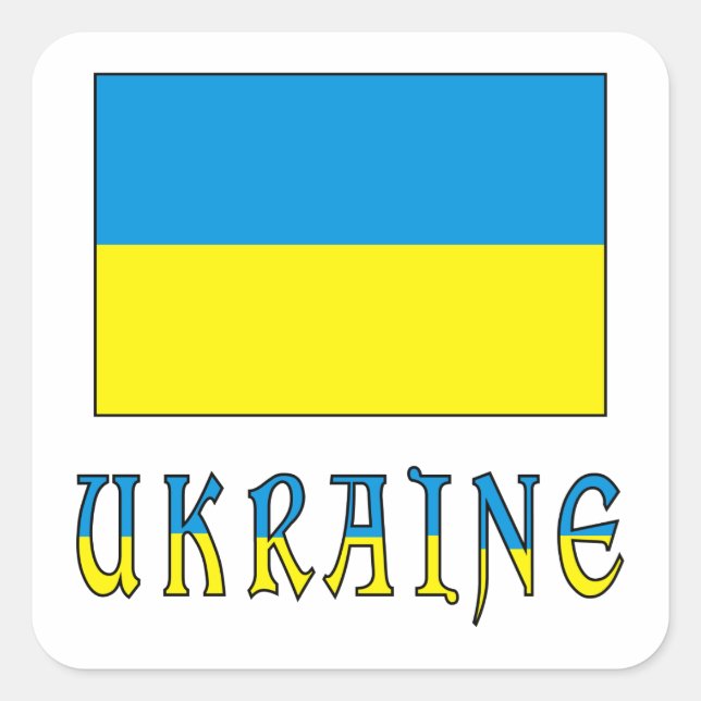 Ukraine und ukrainische Flagge Quadratischer Aufkleber (Vorderseite)