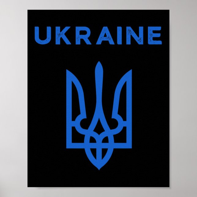 Ukraine Unterstützer Dreizack Ukrainisch Tryzub Fl Poster (Vorne)