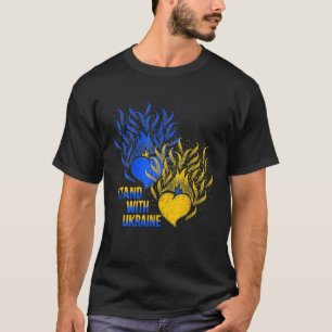 Ukraine Unterstützer Flag Farbe Blau Gelb Feuerhär T-Shirt