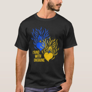 Ukraine Unterstützer Flag Farbe Blau Gelb Feuerhär T-Shirt