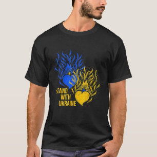 Ukraine Unterstützer Flag Farbe Blau Gelb Feuerhär T-Shirt