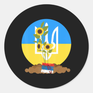 Ukraine unterstützt Sonnenblumensaat mit der Ukrai Runder Aufkleber