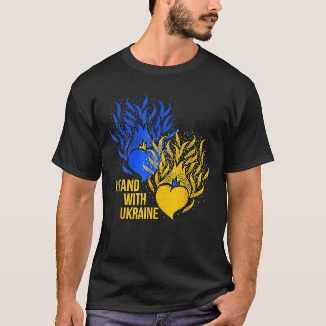 Ukraine unterstützt ukrainische Flagge Farbe Blau  T-Shirt (Vorderseite)
