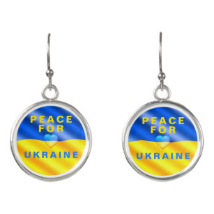 Ukraine - Unterstützung - Freiheit ukrainische Fla Ohrringe
