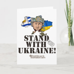 Ukraine Uruguay Flaggen Zelenskyy Steht mit der Uk Karte