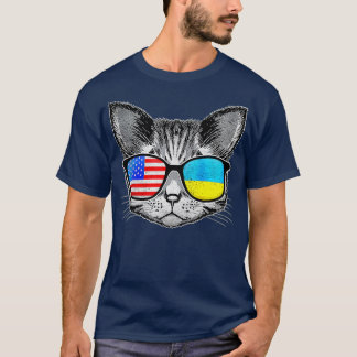 Ukraine US-Flaggenwurzeln Katze Ukrainischer Ameri T-Shirt