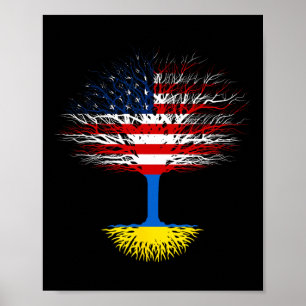 Ukraine USA Amerika Flagge Ukrainische Wurzeln US- Poster