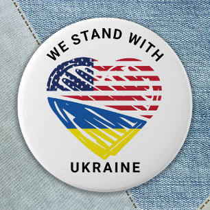 Ukraine USA amerikanisches Flaggenherz Ukrainische Button