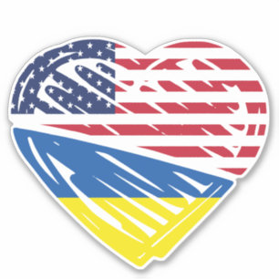Ukraine USA Flag Herzsolidarität Aufkleber