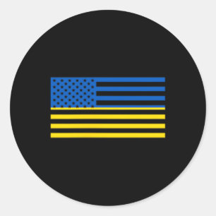 Ukraine USA-Flagge Ukrainischer Amerikanischer Bür Runder Aufkleber