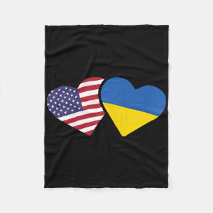 Ukraine USA-Flaggen-T-Shirt Herz Ukrainisch-Amerik Fleecedecke