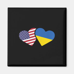 Ukraine USA-Flaggen-T-Shirt Herz Ukrainisch-Amerik Magnet