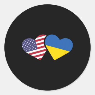 Ukraine USA-Flaggen-T-Shirt Herz Ukrainisch-Amerik Runder Aufkleber