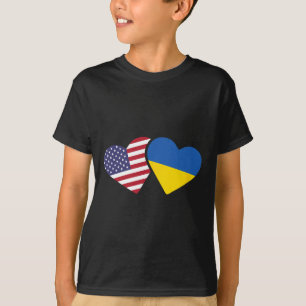 Ukraine USA-Flaggen-T-Shirt Herz Ukrainisch-Amerik T-Shirt