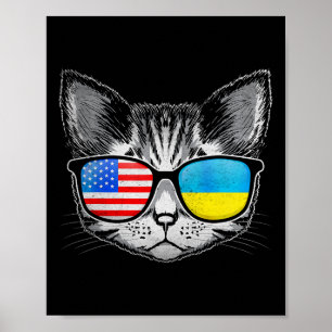 Ukraine USA Flaggenwurzeln Katze Ukrainischer Amer Poster