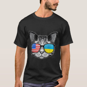 Ukraine USA Flaggenwurzeln Katze Ukrainischer Amer T-Shirt
