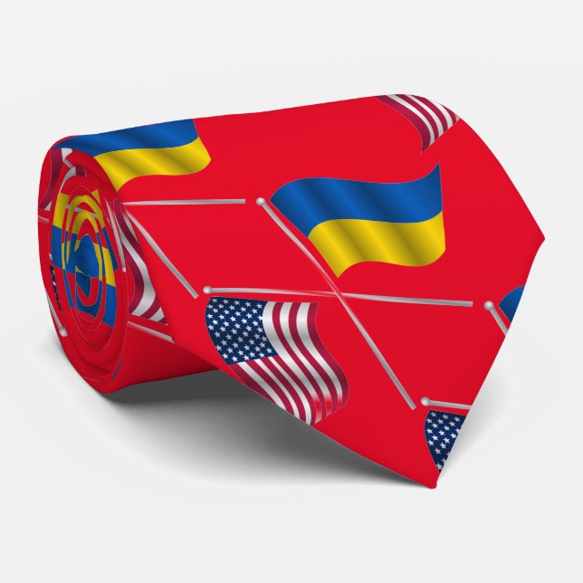 UKRAINE USA NECK TIE KRAWATTE (Gerollt)