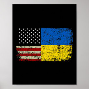 Ukraine USA Vintage-Flagge Ukrainisch Unterstütze Poster